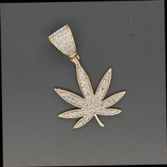 40 Diamonds Weed Pendant .100 Carat T.W. 10K Yellow Gold 2.2g